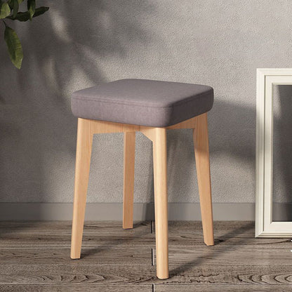Modern Minimalist Square Beech Wood Solid Wood Synthetic Fabric Stackable Stool For Living Room