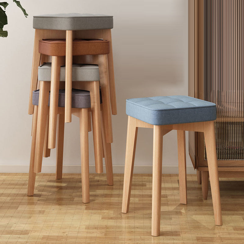 Modern Minimalist Square Beech Wood Solid Wood Synthetic Fabric Stackable Stool For Living Room