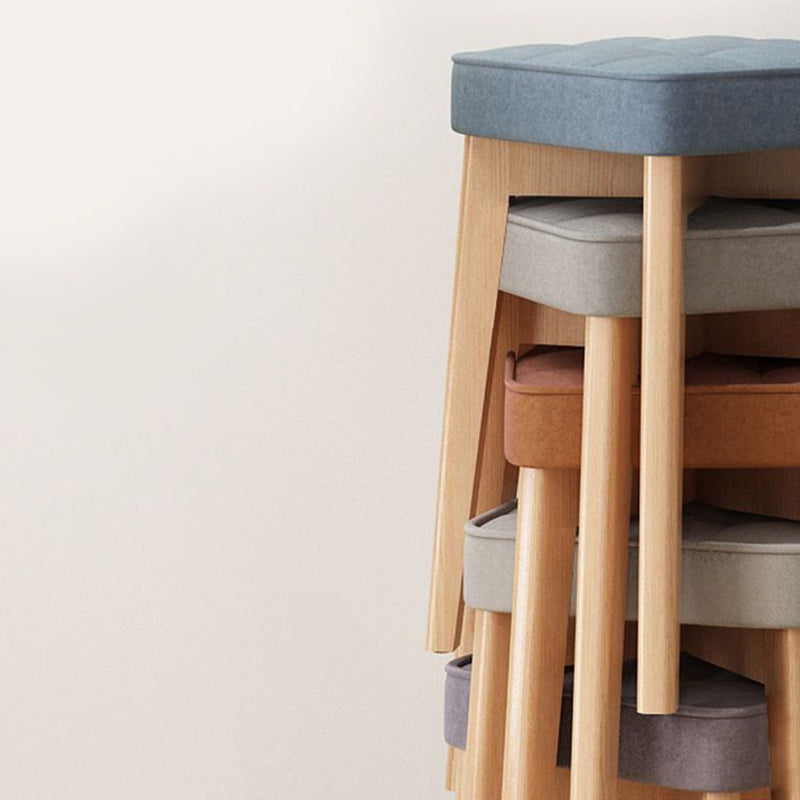 Modern Minimalist Square Beech Wood Solid Wood Synthetic Fabric Stackable Stool For Living Room