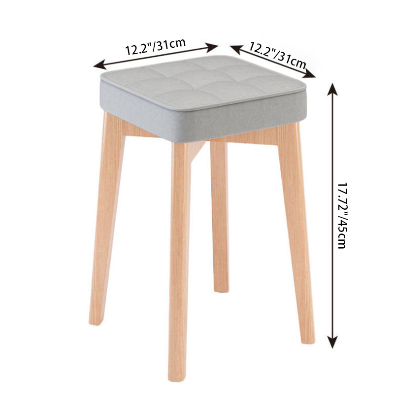 Modern Minimalist Square Beech Wood Solid Wood Synthetic Fabric Stackable Stool For Living Room