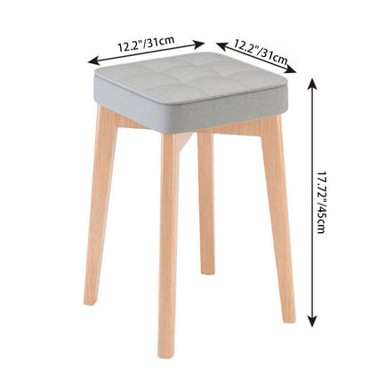 Modern Minimalist Square Beech Wood Solid Wood Synthetic Fabric Stackable Stool For Living Room