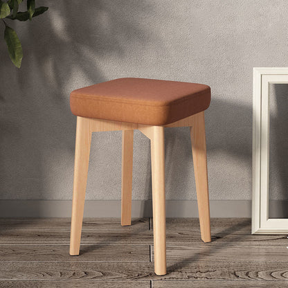 Modern Minimalist Square Beech Wood Solid Wood Synthetic Fabric Stackable Stool For Living Room