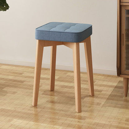 Modern Minimalist Square Beech Wood Solid Wood Synthetic Fabric Stackable Stool For Living Room