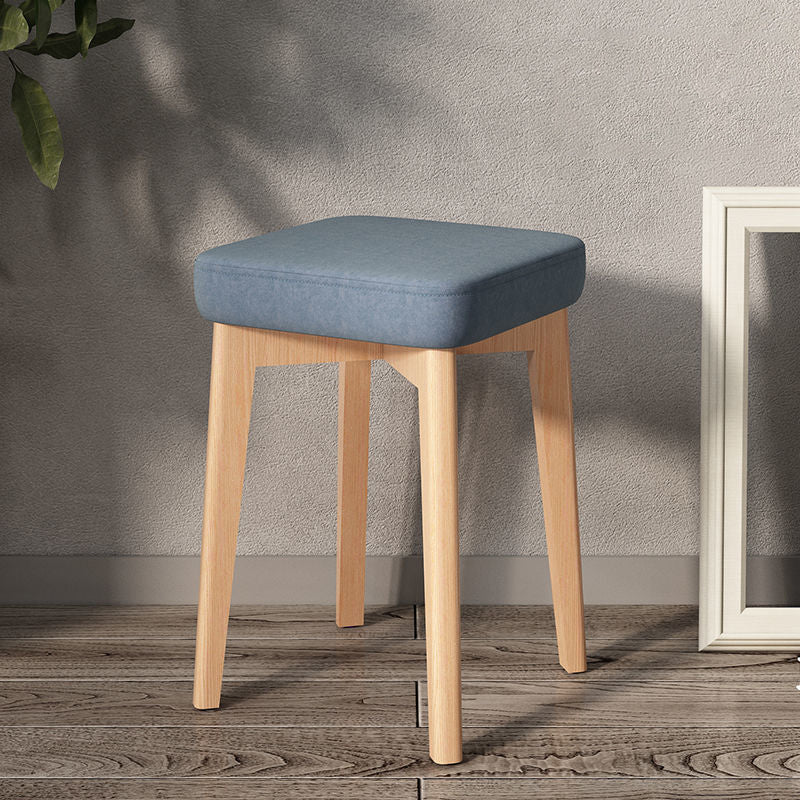 Modern Minimalist Square Beech Wood Solid Wood Synthetic Fabric Stackable Stool For Living Room