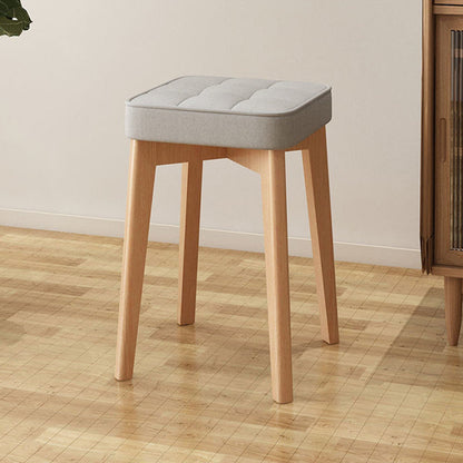Modern Minimalist Square Beech Wood Solid Wood Synthetic Fabric Stackable Stool For Living Room