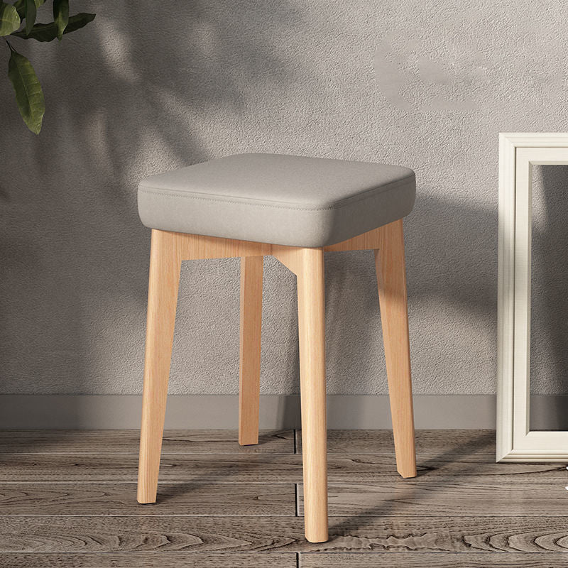 Modern Minimalist Square Beech Wood Solid Wood Synthetic Fabric Stackable Stool For Living Room