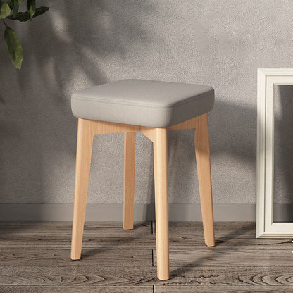 Modern Minimalist Square Beech Wood Solid Wood Synthetic Fabric Stackable Stool For Living Room