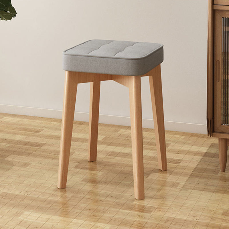 Modern Minimalist Square Beech Wood Solid Wood Synthetic Fabric Stackable Stool For Living Room