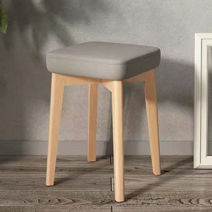 Modern Minimalist Square Beech Wood Solid Wood Synthetic Fabric Stackable Stool For Living Room