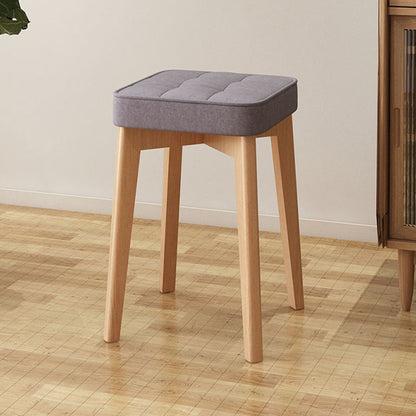 Modern Minimalist Square Beech Wood Solid Wood Synthetic Fabric Stackable Stool For Living Room