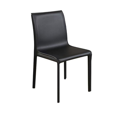 Modern Minimalist Square Saddle Leather Plywood Carbon Steel Backrest Dining Chair For Dining Room
