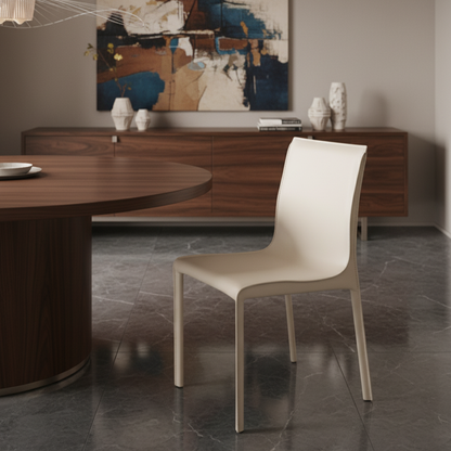 Modern Minimalist Square Saddle Leather Plywood Carbon Steel Backrest Dining Chair For Dining Room