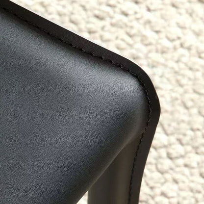 Modern Minimalist Square Saddle Leather Plywood Carbon Steel Backrest Dining Chair For Dining Room