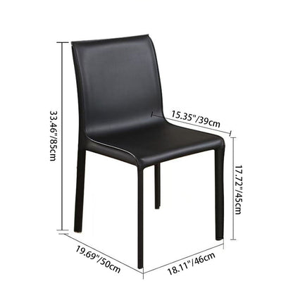 Modern Minimalist Square Saddle Leather Plywood Carbon Steel Backrest Dining Chair For Dining Room