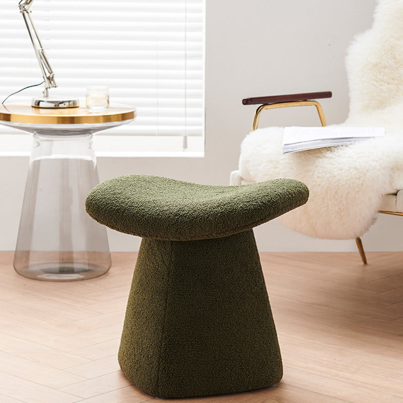 Contemporary Scandinavian Square Faux Shearling Plywood Kids Low Stool For Living Room