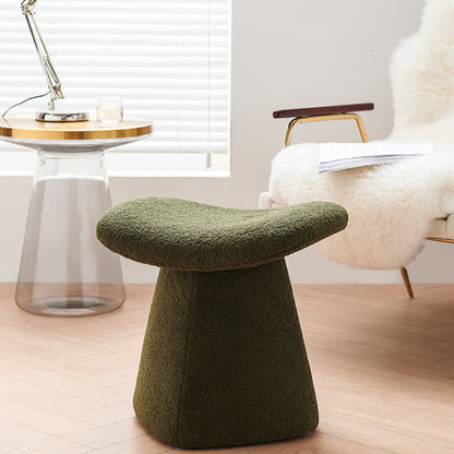 Contemporary Scandinavian Square Faux Shearling Plywood Kids Low Stool For Living Room