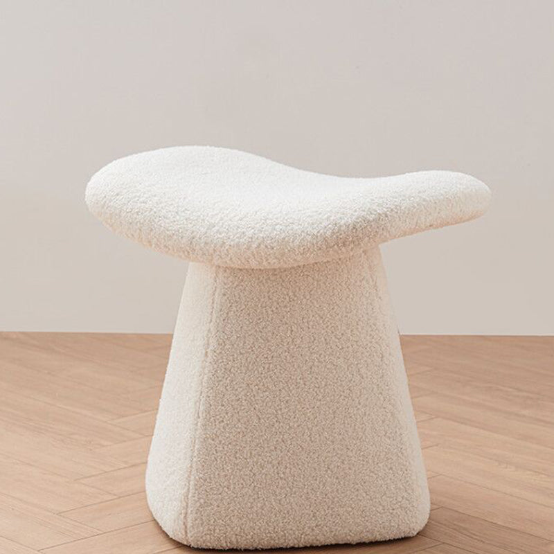 Contemporary Scandinavian Square Faux Shearling Plywood Kids Low Stool For Living Room