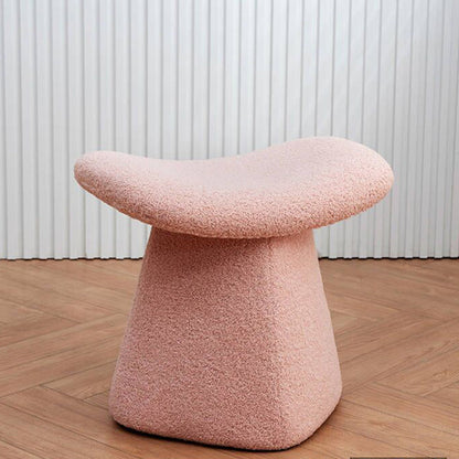 Contemporary Scandinavian Square Faux Shearling Plywood Kids Low Stool For Living Room