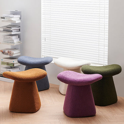 Contemporary Scandinavian Square Faux Shearling Plywood Kids Low Stool For Living Room