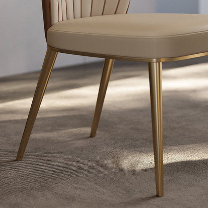 Contemporary Luxury Fan-Shaped Microfiber Leather Stainless Steel Backrest Dining Chair For Dining Room