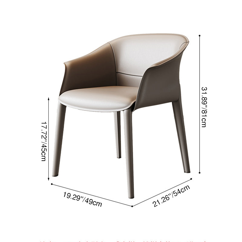 Modern Luxury Square Saddle Leather Carbon Steel Backrest Armrest Dining Chair For Dining Room