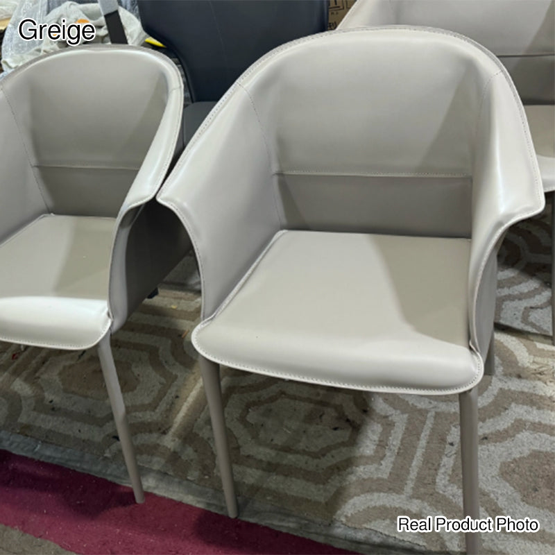 Modern Luxury Square Saddle Leather Carbon Steel Backrest Armrest Dining Chair For Dining Room
