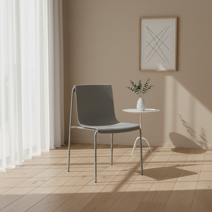 Contemporary Scandinavian Square PP Iron Stackable Backrest Dining Chair For Dining Room