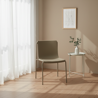 Contemporary Scandinavian Square PP Iron Stackable Backrest Dining Chair For Dining Room