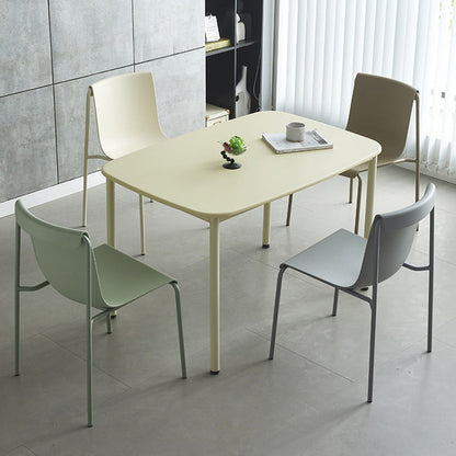 Contemporary Scandinavian Square PP Iron Stackable Backrest Dining Chair For Dining Room