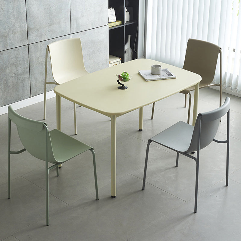 Contemporary Scandinavian Square Medium-Density Fiberboard Iron Dining Table For Dining Room