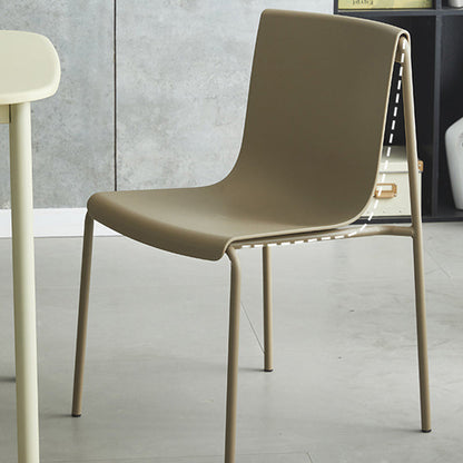 Contemporary Scandinavian Square PP Iron Stackable Backrest Dining Chair For Dining Room