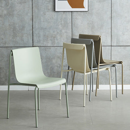 Contemporary Scandinavian Square PP Iron Stackable Backrest Dining Chair For Dining Room