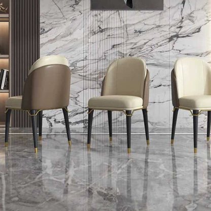 Modern Luxury Square High-Quality Faux Leather Carbon Steel Backrest Dining Chair For Dining Room