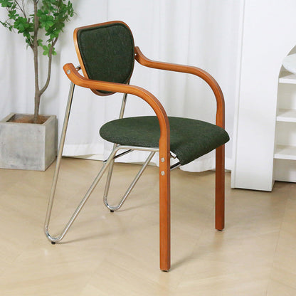 Modern Minimalist Solid Wood Sponge Padded Curved Dining Chair Backrest Armrest For Living Room
