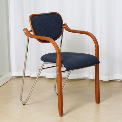 Modern Minimalist Solid Wood Sponge Padded Curved Dining Chair Backrest Armrest For Living Room