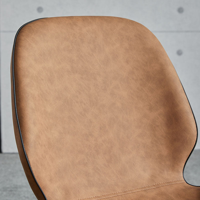 Modern Minimalist Nappa Leather Synthetic Fabric Carbon Steel Dining Chair Backrest Armless For Dining Room
