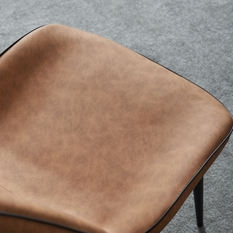 Modern Minimalist Nappa Leather Synthetic Fabric Carbon Steel Dining Chair Backrest Armless For Dining Room