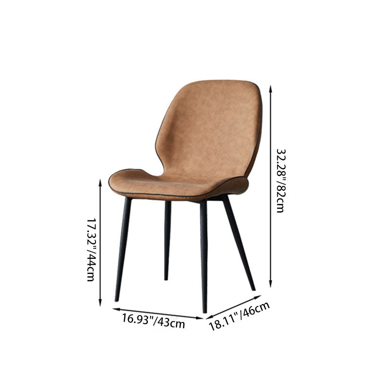 Modern Minimalist Nappa Leather Synthetic Fabric Carbon Steel Dining Chair Backrest Armless For Dining Room