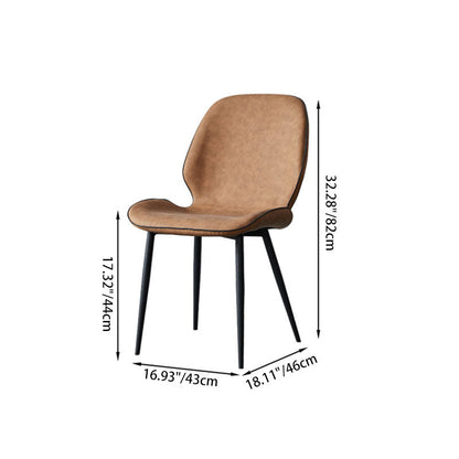 Modern Minimalist Nappa Leather Synthetic Fabric Carbon Steel Dining Chair Backrest Armless For Dining Room