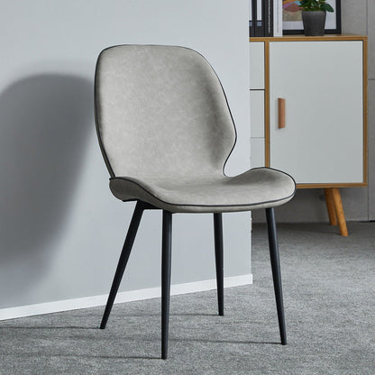 Modern Minimalist Nappa Leather Synthetic Fabric Carbon Steel Dining Chair Backrest Armless For Dining Room