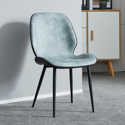 Modern Minimalist Nappa Leather Synthetic Fabric Carbon Steel Dining Chair Backrest Armless For Dining Room