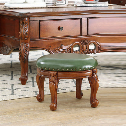 Modern Minimalist Solid Wood Sponge Cushion Microfiber PU Synthetic Leather Low Stool For Living Room