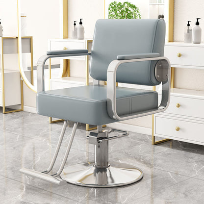 Modern Minimalist Stainless Steel Electroplated Silver Nappa Leather Sponge Chair Backrest Armrest Swivel For Living Room