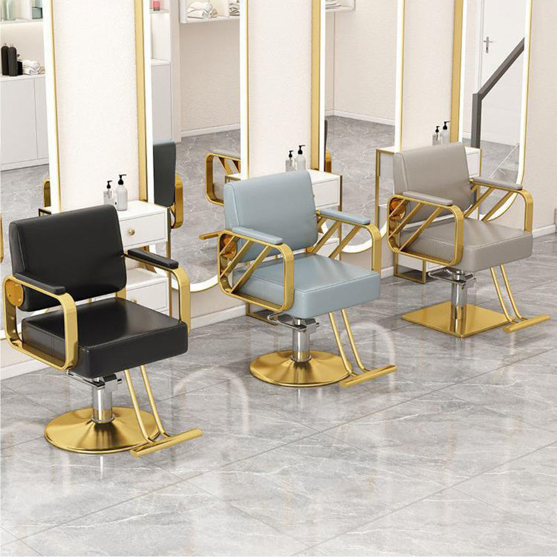 Modern Minimalist Stainless Steel Electroplated Silver Nappa Leather Sponge Chair Backrest Armrest Swivel For Living Room