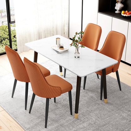 Modern Minimalist Synthetic Leather Sponge Iron Dining Chair Backrest For Dining Room