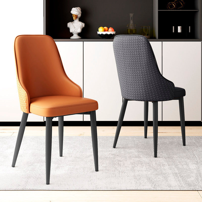 Modern Minimalist Synthetic Leather Sponge Iron Dining Chair Backrest For Dining Room