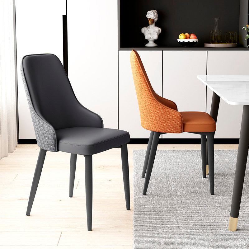 Modern Minimalist Synthetic Leather Sponge Iron Dining Chair Backrest For Dining Room