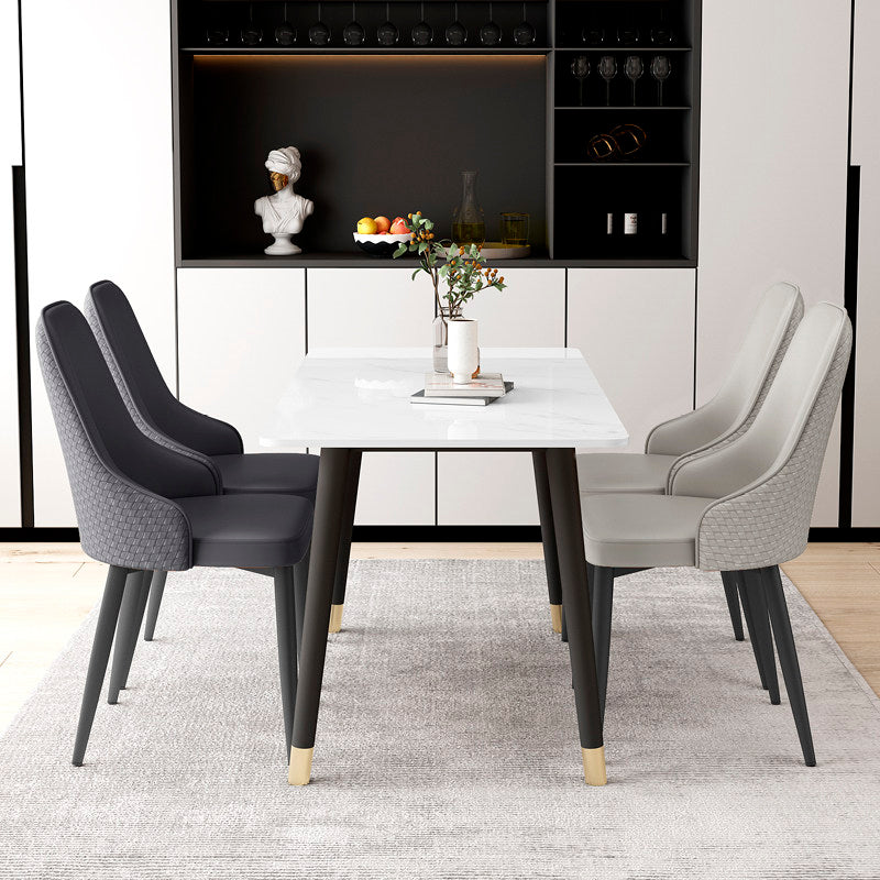 Modern Minimalist Synthetic Leather Sponge Iron Dining Chair Backrest For Dining Room