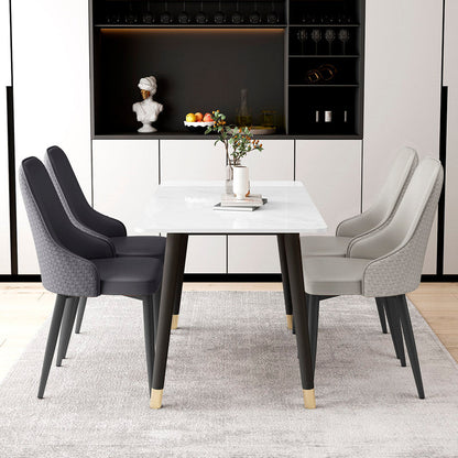 Modern Minimalist Synthetic Leather Sponge Iron Dining Chair Backrest For Dining Room