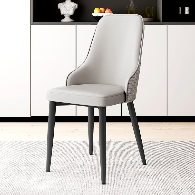 Modern Minimalist Synthetic Leather Sponge Iron Dining Chair Backrest For Dining Room